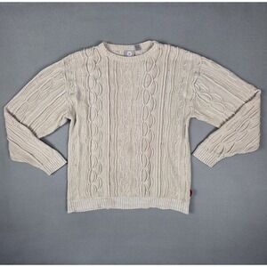 Vintage Southpole Sweater Large Tan Beige Oversized 3D Knit Coogi Style 90s Y2K